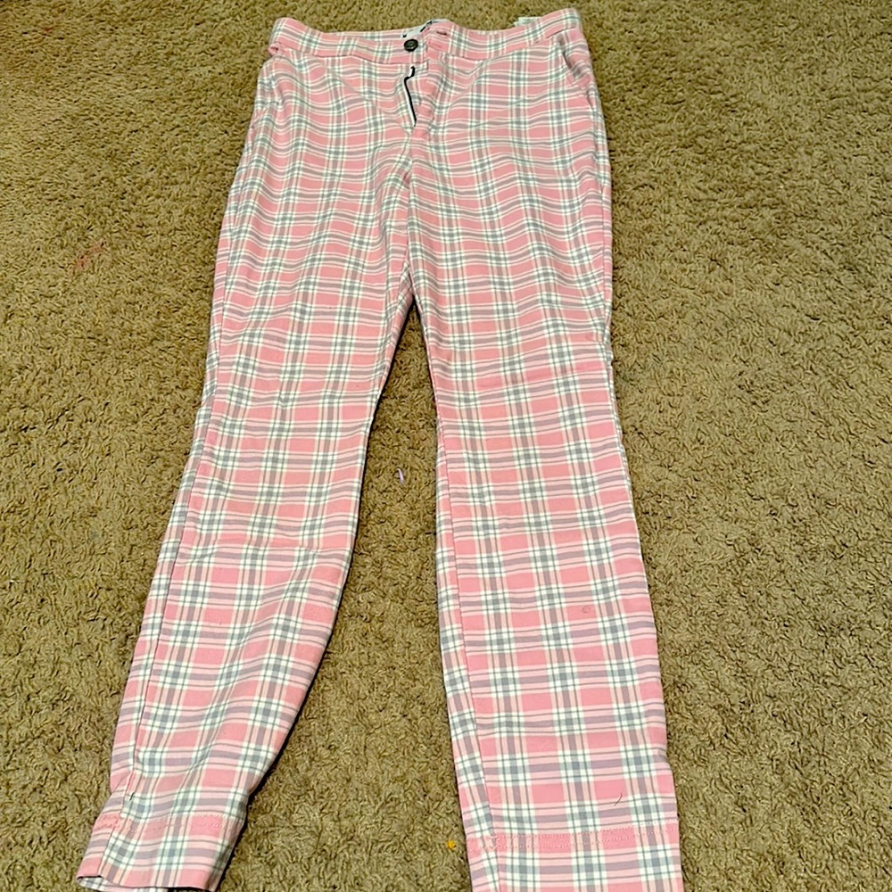 pink plaid pants